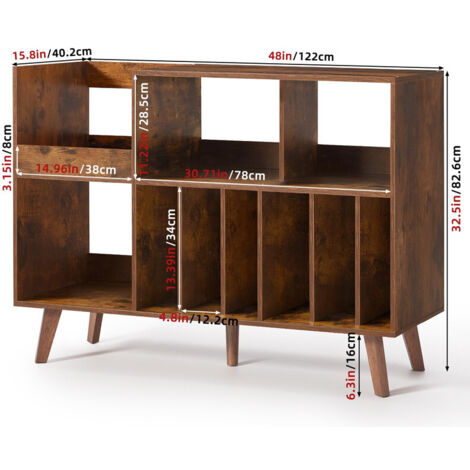 Large Record Player Stand, Turntable Stand with Storage, Vinyl Holder with Display Area, Record Player Table Holds Up to 450 Albums for Music Room & Living Room