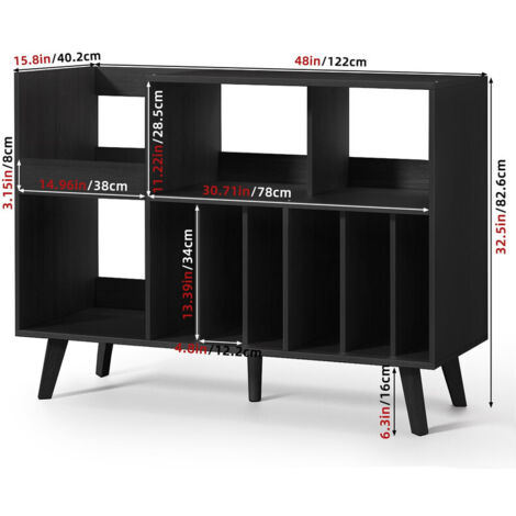 Large Record Player Stand, Turntable Stand with Storage, Vinyl Holder with Display Area, Record Player Table Holds Up to 450 Albums for Music Room & Living Room