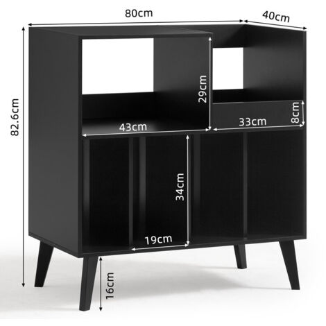 Large Record Stand with Storage & Shelf - Vinyl Holder with Display Surface for Up to 300 Albums - Ideal Storage Solution for Music Room & Living Room