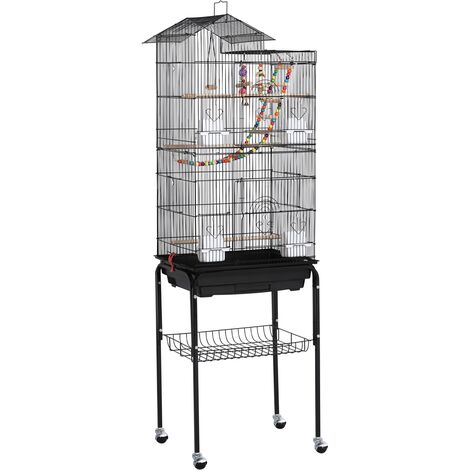 main image of "Large Roof Top Parrot Cage Bird Cage for Cockatiel Conure Parakeet Budgie Finch Lovebird with Stand/Toys"