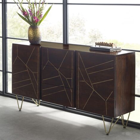 Large Sideboard with Doors and Drawers Dallas Dark Mango