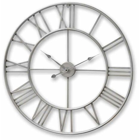 Large Skeleton Wall Clock - Metal - L4 x W80 x H80 cm - Silver