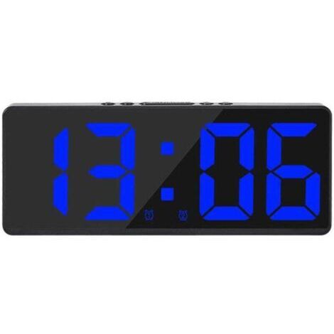 Large, smart digital wall clock with app control for time/date/sound trigger and countdown timer function, stepless brightness and volume control as well as snooze function – Black casing