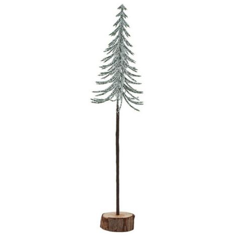 Large Snowy Spindle Tree in Wood Log - Plastic - Height 35 cm - Brown