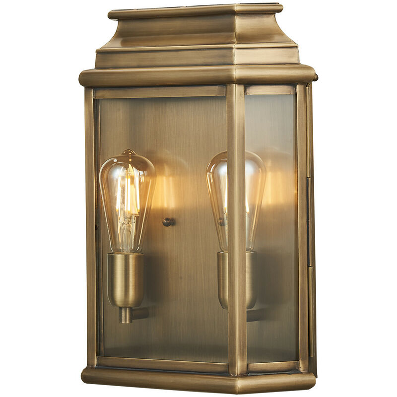 St Martins - 2 Light Large Wall Lantern - Brass Finish IP44, E27 - Elstead