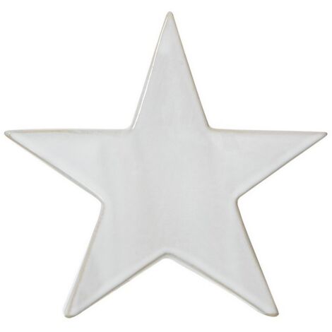 Large Standing Star Decoration - Ceramic - L5 x W20 x H19 cm - White