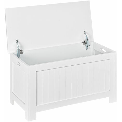 HOMCOM Large Storage Box Toy Chest Cabinet Unit Organizer with Lid & Safety Hinges White