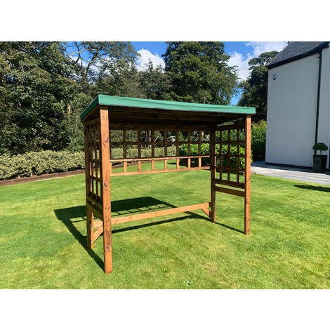 Large Universal Shelter - Redwood - L92 x W225 x H194 cm - Green Roof Cover Included - Fully Assembled