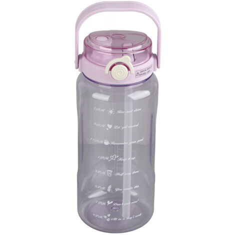 Large Water Bottle 2 Drinking Methods PC PP Material Clear Scale Portable Matte Large Water Jug with Straw for FitnessPurple 1500ml