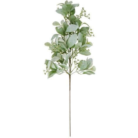 Large Winter Sprig with Lambs Ear and Wax Flower - Plastic - H70 cm - Green