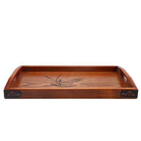 Large Wood Serving tea Water Drinks Tray Wooden Breakfast Tea Serving Tray With Handle