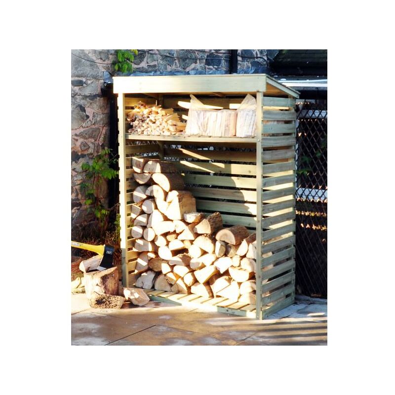 Kingfisher - Large Wooden Garden Log Store Shed with Shelf 156cm x 117cm