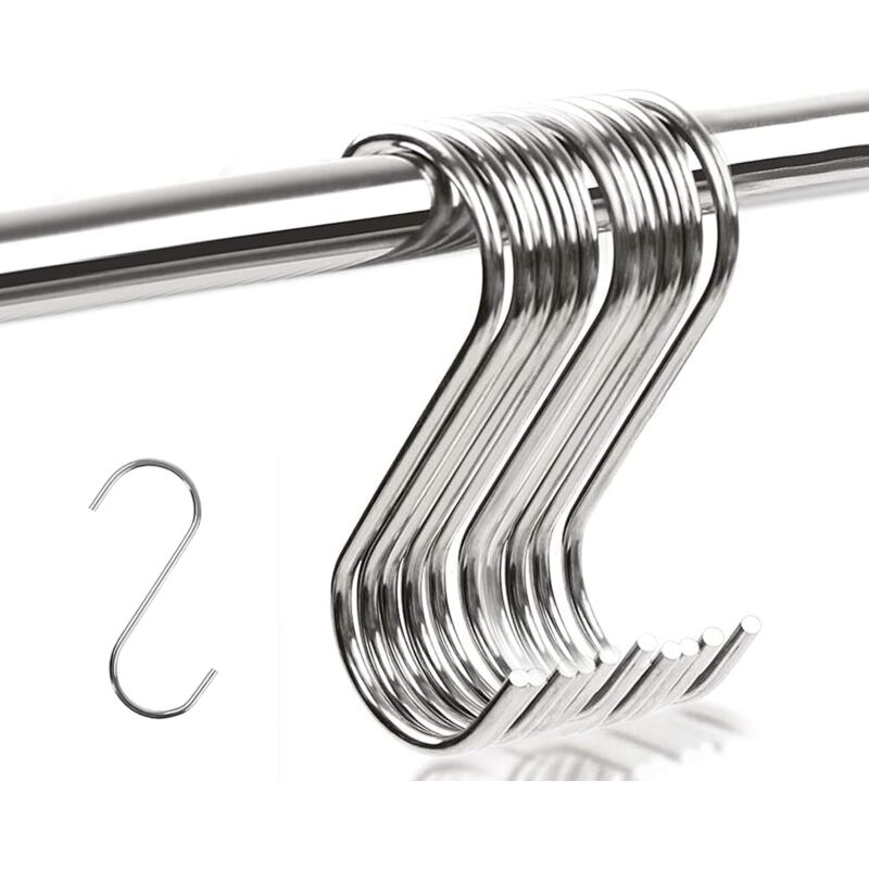Csparkv - Large)10pcs Stainless Steel s Shape Hook Strong Non-Magnetic Multifunctional Kitchen Wardrobe Hook