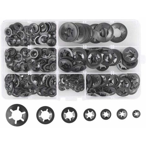 LARGEIGHT 280 pezzi Rondelle elastiche Rondelle elastiche, Rondelle elastiche in acciaio Rondelle elastiche a serraggio rapido M3 M4 M5 M6 M8 M10 M12, 7 misure, nero - LARGEIGHT