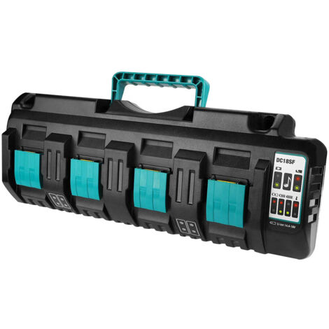 Largeight – Chargeur rapide 14.4V-18V pour batteries Li-Ion – 4 ports – Protection contre surintensité et surchauffe – Compatible avec Makita BL1830 et BL1860 - 4-Port