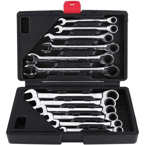 Largeight – Clé à cliquet 12 pièces 8-19mm – Acier chrome-vanadium – Tête à cliquet 72 dents – Angle de réinitialisation 5° – Étui de rangement inclus