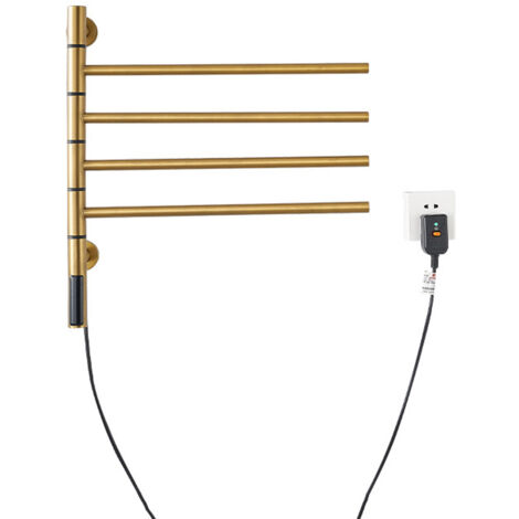 Largeight – Sèche-serviettes électrique mural 540x500mm – Thermostat rotatif – 4 tiges chauffantes – Rotation unipolaire à 180°