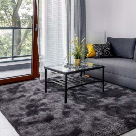 LARGEIGHT Shaggy-Wohnzimmerteppich, waschbar, modern, rutschfest, lang, flauschig, für den Innenbereich, lang, weich, großer Teppich für Wohnzimmer, Schlafzimmer, Flur, Dunkelgrau – 160 x 230 cm