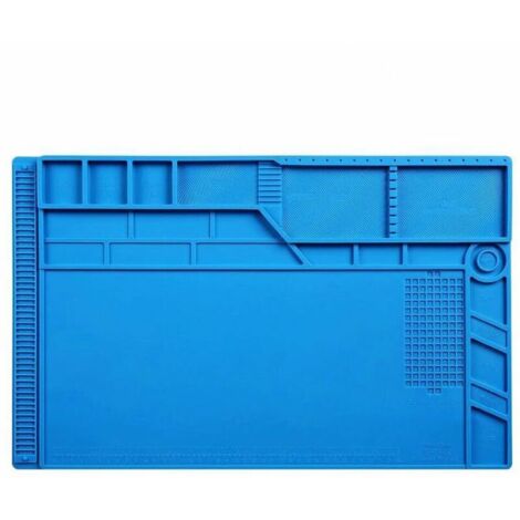 Largest(550x 350mm)Tapis de soudure réparation en silicone,  magnétique 500 ℃ Tapis de travail en silicone résistant , réparation de téléphone portable（1 pcs，bleu）