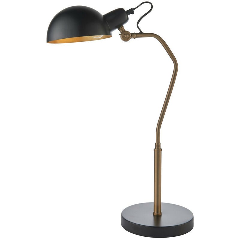 Task Table Lamp Satin Black, Aged Brass Paint