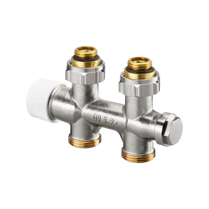 Oventrop - connecteur multibloc t bloc 1.184.033 pour 1 et 2 tubes, laiton, tout droit à travers