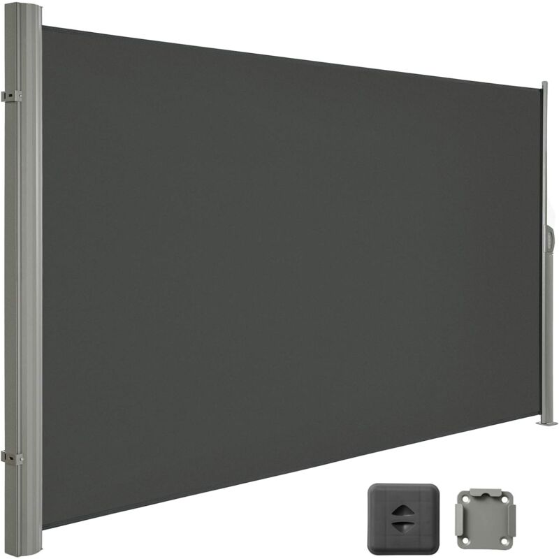 Sotre Latéral, Cadre en Aluminium Massif, 160 x 450 cm(H x l), Brise-Vue Rétractable, Auvent Latéral, Pare-Soleil, Protection d'Intimité, Protection