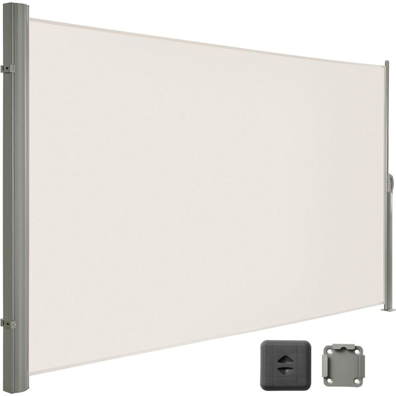 Sotre Latéral, Cadre en Aluminium Massif, 160 x 400 cm(H x l), Brise-Vue Rétractable, Auvent Latéral, Pare-Soleil, Protection d'Intimité, Protection