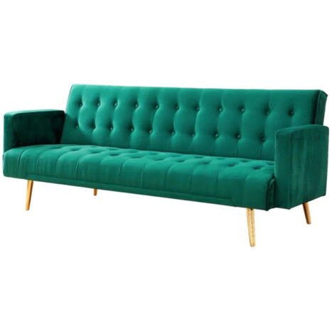 Larnaca Plush Velvet Sofa Bed in Green