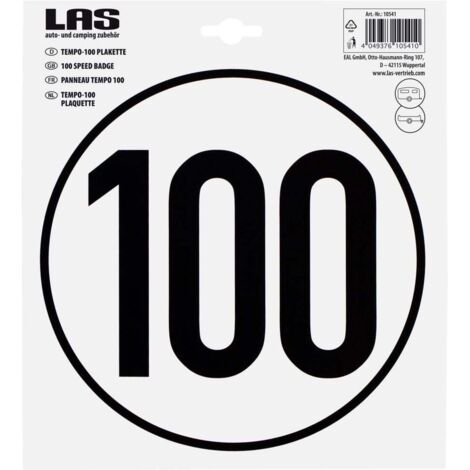 LAS Plakette 100 km/h Ø 20cm Anhängerzubehör