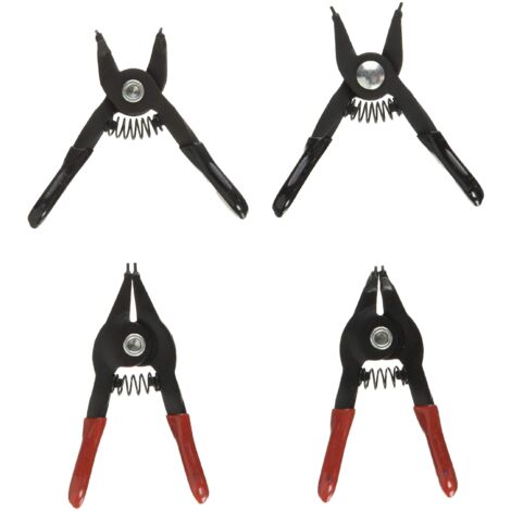 Laser 3395 Set di 4 mini pinze per anelli d'arresto/seeger, nero/rosso, set da 4