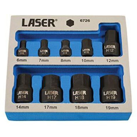 Laser 6726 Set di punte per bussole esagonali a basso profilo - 9 pz.