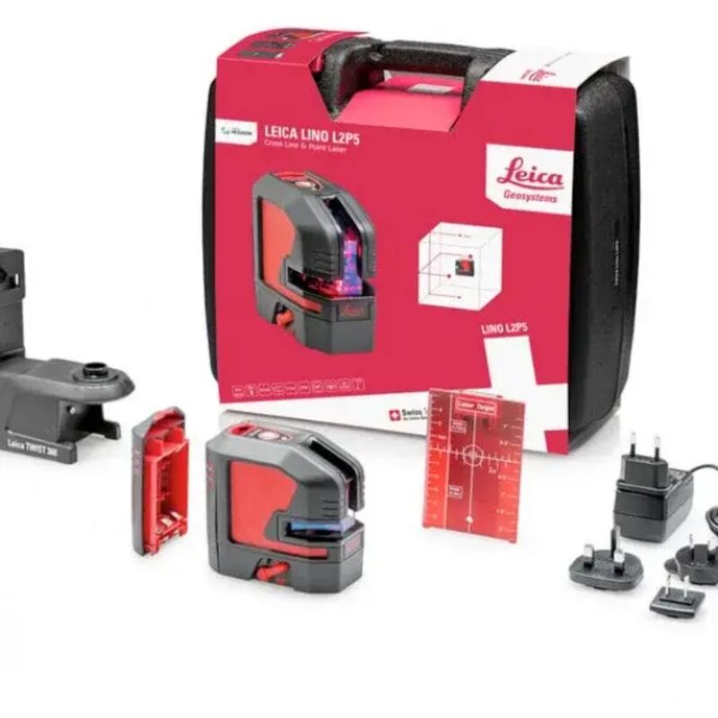 Leica Lino L2P5 Niveau à bulle laser à points et lignes rouges 25 m