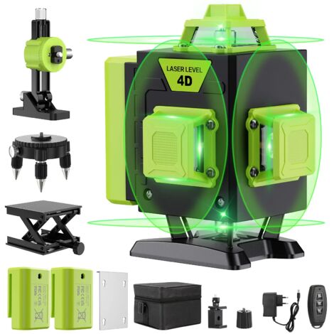 Laser Croix 4x360° Vert Haute Précision Fourni avec Sac de Transport