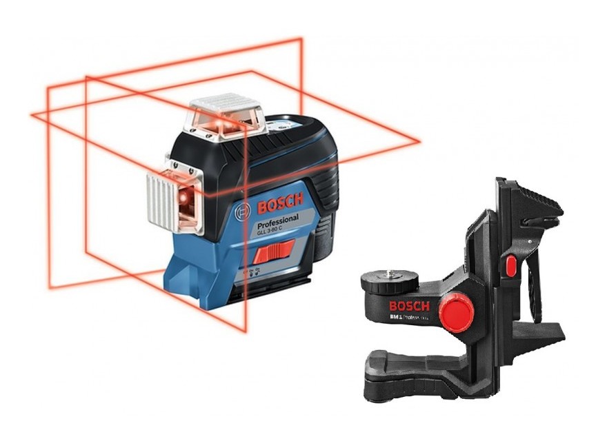 Bosch - Laser ligne gll 3-80 p à batterie + support BM1 Plus + coffret l-boxx