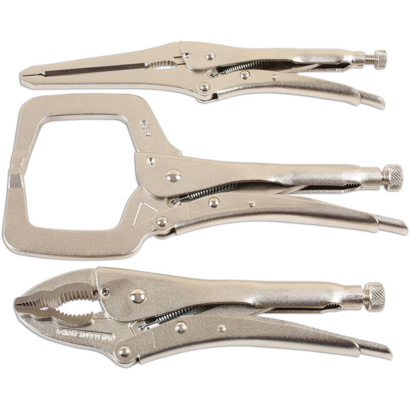 Locking Grip Wrench & Clamp Set 3pc 7129 - Laser Tools