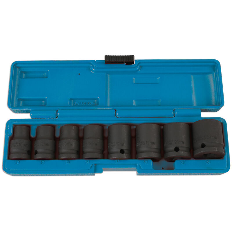 Tools Metric Impact Socket Set 1/2''D 8pc Single Hex Standard Length 6490 - Laser