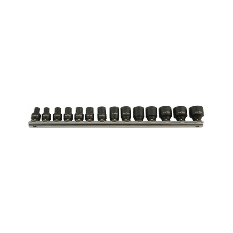 Tools Metric Impact Socket Set 1/4''D 14pc 6 pt Standard Length 5961 - Laser