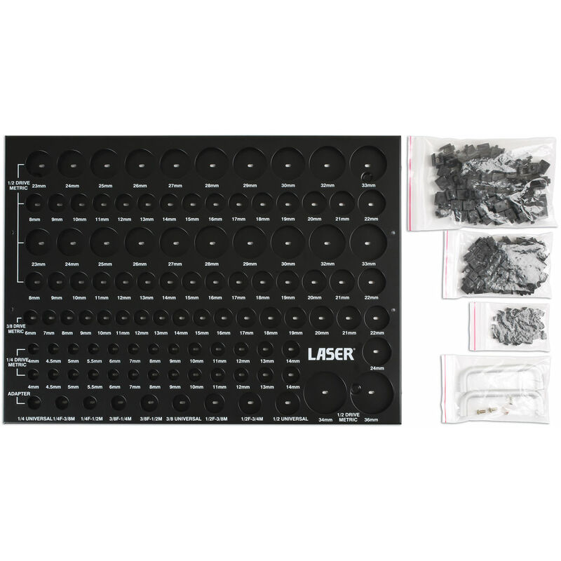 Laser Tools - Tool Box Socket Drawer Organiser Size 495mm x 360mm 1/2 3/8 1/4 6963