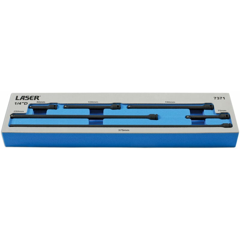 Laser Tools - 1/4D 6pc Impact Extension Bar Set Black In An eva Foam Tray 7371