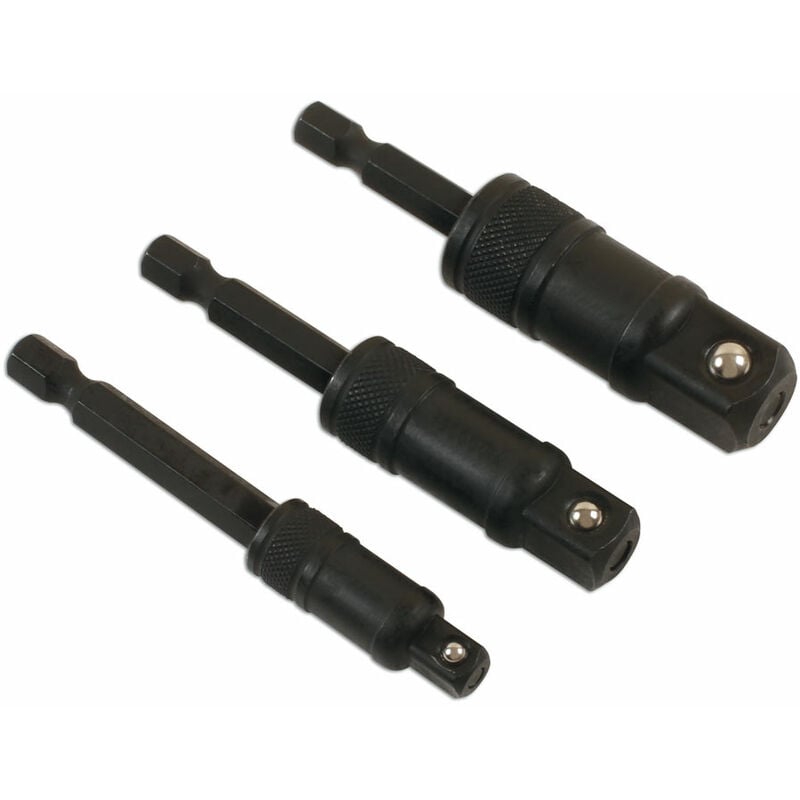 Laser Tools 3pc 75mm Drill Impact Quick Locking Socket Adaptor Set 7778