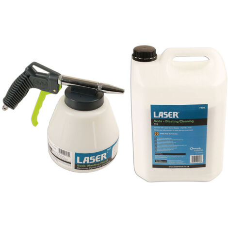 Laser Tools – Pistolet de décapage au bicarbonate de soude – Sablage respectueux de l'environnement – 5 kg de bicarbonate inclus – Pour surfaces variées