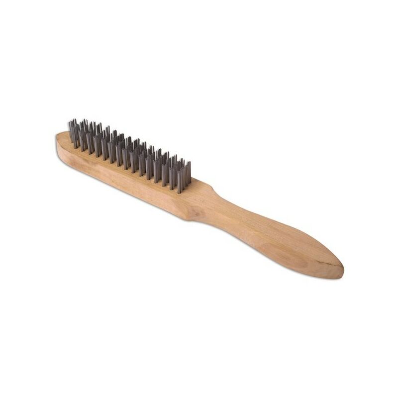 Wooden Handle Wire Brush - 4 Row - 0226 - Laser