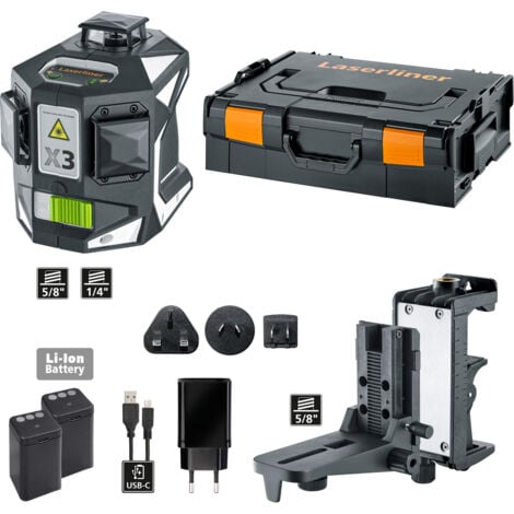 Laserliner laser a linee incrociate X3-Laser Pro laser verde + accessori in L-BOXX 136