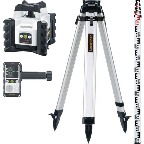 Laserliner Rotationslaser mit Stativ und Nivellierlatte - Rotations Laser grün Quadrum Compact 210 S Set