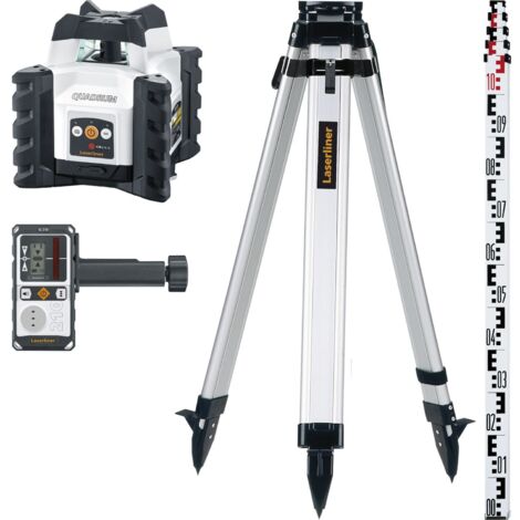 Laserliner Rotationslaser mit Stativ und Nivellierlatte - Rotations Laser rot Quadrum Compact 210 S Set
