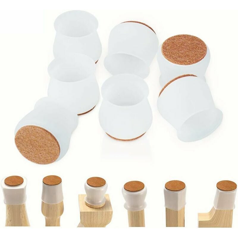 Lastest】 28Pcs Silicone Chair Feet Protector, Silicone Chair Feet Caps, Chair End Cap with Non-slip Felt Prevent Floor Scratches and Reduce Noise,