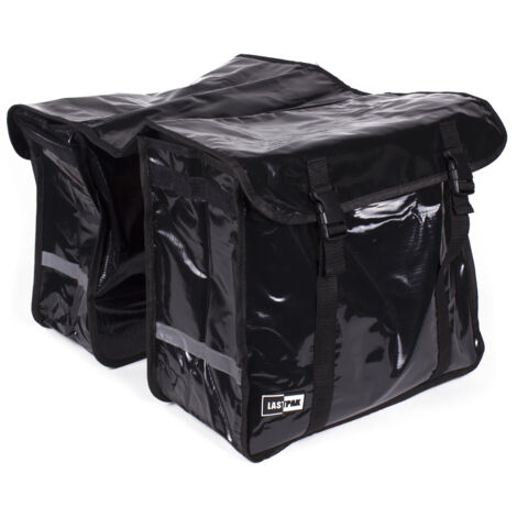 Lastpak Fahrradtasche Doppelpacktasche aus Bisonyl Schwarz, 46 Liter Gesamtvolumen, Wasserabweisend, Ideal für Alltägliche Fahrten und Lange Touren, Belastbar bis 10 kg
