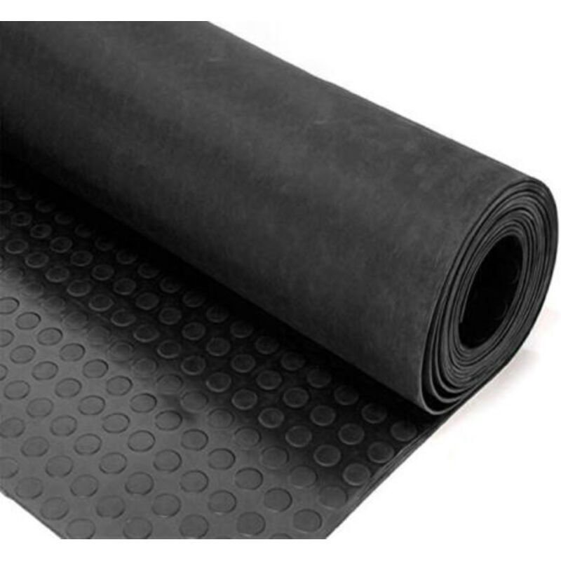 Lastra Gomma Pavimenti In Gomma Antiscivolo Bollato Nero H 120 Cm Multiuso 35636