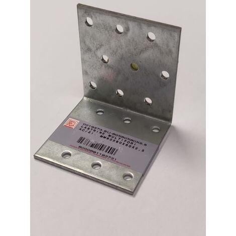 LASTRINA DI GIUNZIONE ANGOLARE MULTIFORI60x60x60MM - SPESSORE 2,5MM - IN ACCIAIO ZINCATO