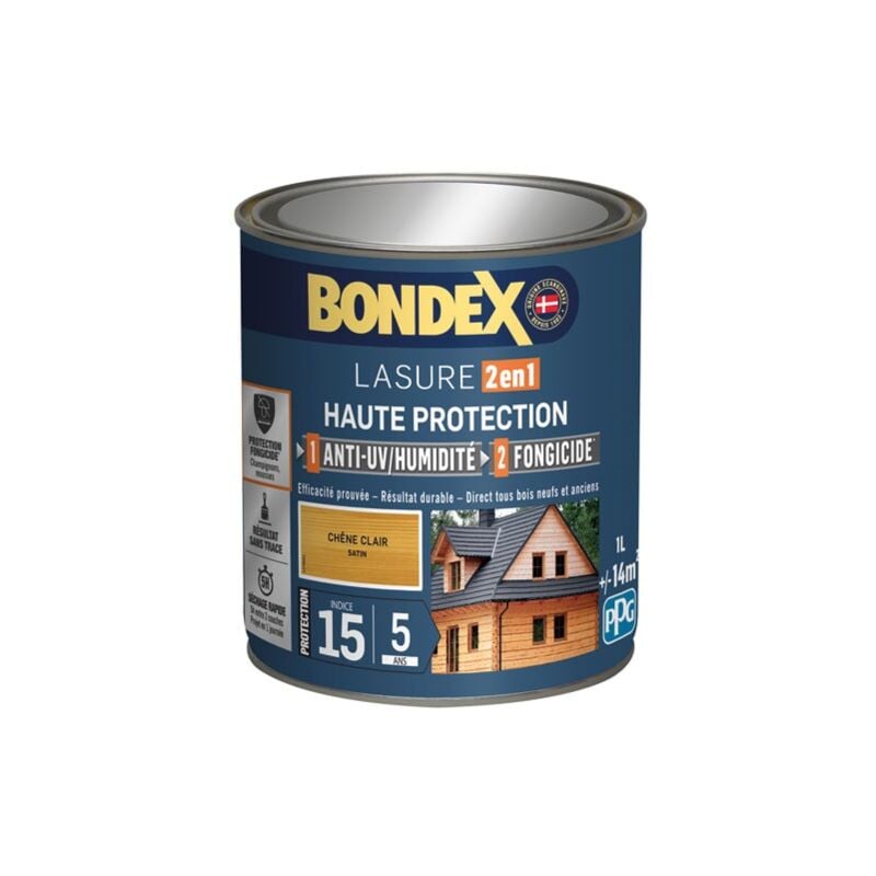 Bondex - lasure 2 en1 ind 15 5 ans 1l chêne clair